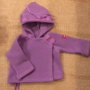purple fleece widgeon hooded wrap jacket
